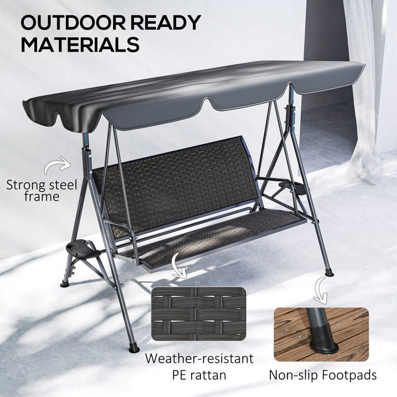 3 Person Porch Swing with Canopy
