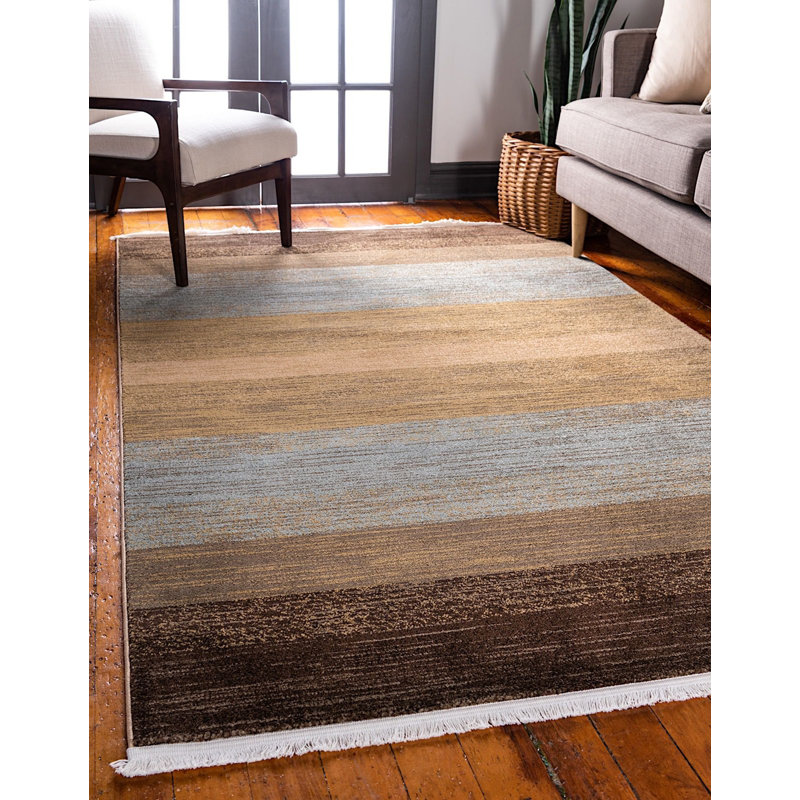 Tapis décoratif jaune/vert à motif géométrique Lela, Rectangle 8 pi x 11 pi