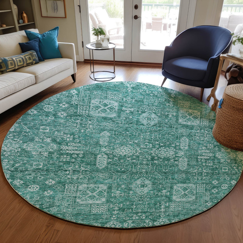 Tapis intérieur / extérieur Ivajla avec envers antidérapant, Rond 8 pi