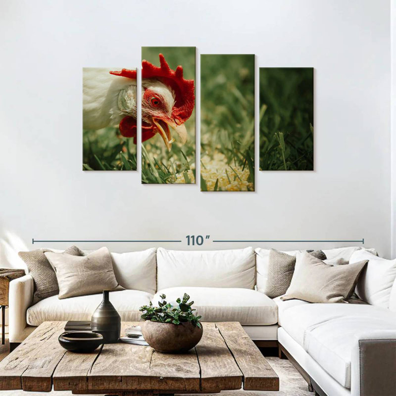 Brampt Chicken Eating Corn, 48" H x 75" W