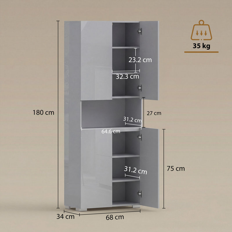 Kitchen Pantry, High Gloss Grey