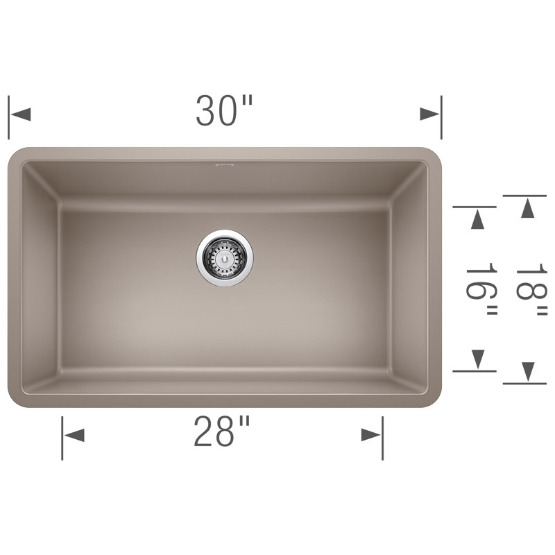 Precis SILGRANIT 30" Single Bowl Undermount Kitchen Sink, Truffle