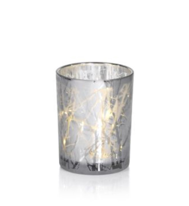 Glass Tabletop Hurricane with Candle Included, 5"H x 4" W x 4" D