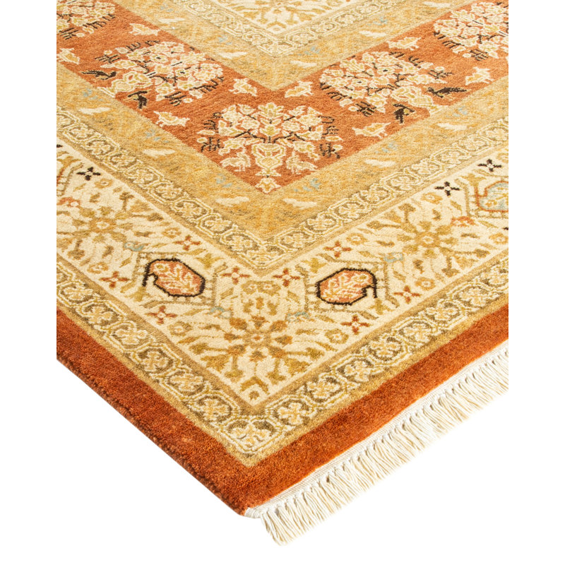 Tapis unique noué à la main Keenan - bronze, 9 pi 3 po x 16 pi