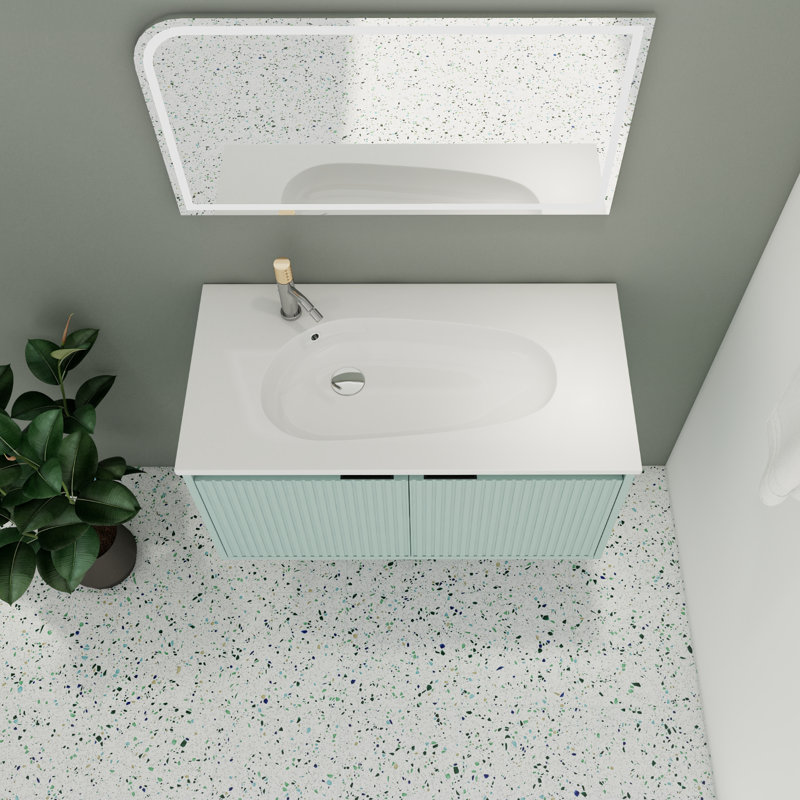 Meuble-lavabo mural simple 36 po avec plateau en résine