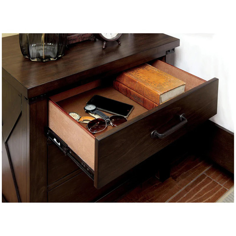 Table de chevet rustique en bois de noyer foncé 1pc