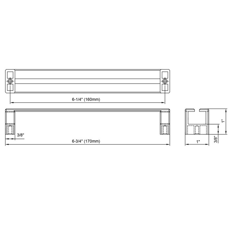 DOWELL Centre à centre, paquet simple, 6 1/4", Noir