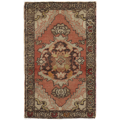 Vintage One-of-a-Kind 1'11" X 3' 1950s Wool Area Rug in