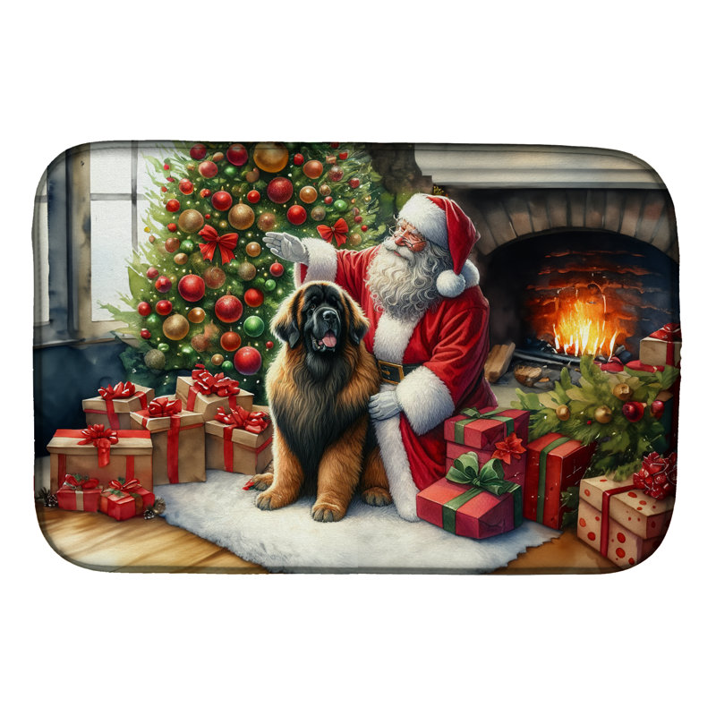 Tapis de vaisselle Leonberger and Santa Claus
