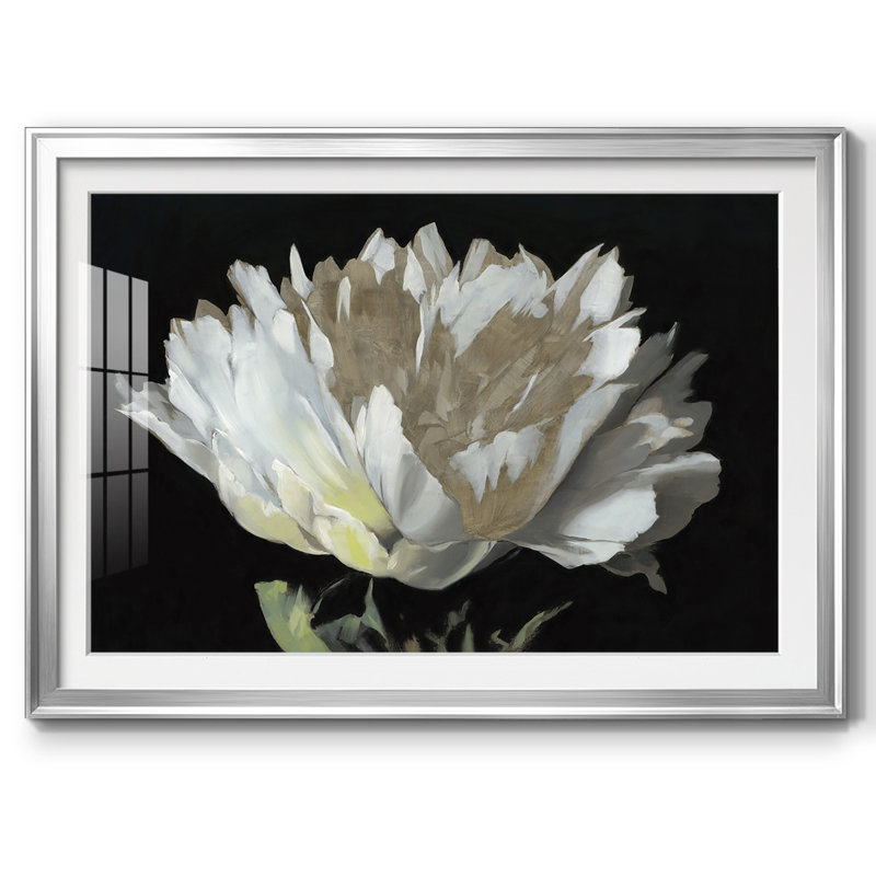 WHITE PEONY - Cadre avec cadre biseauté et verre biseauté, Argent, H 15 po x l 21 po x P 1,5 po