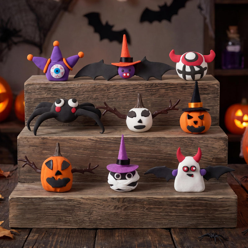 Ensemble de 9 paquets d'artisanat en argile d'Halloween