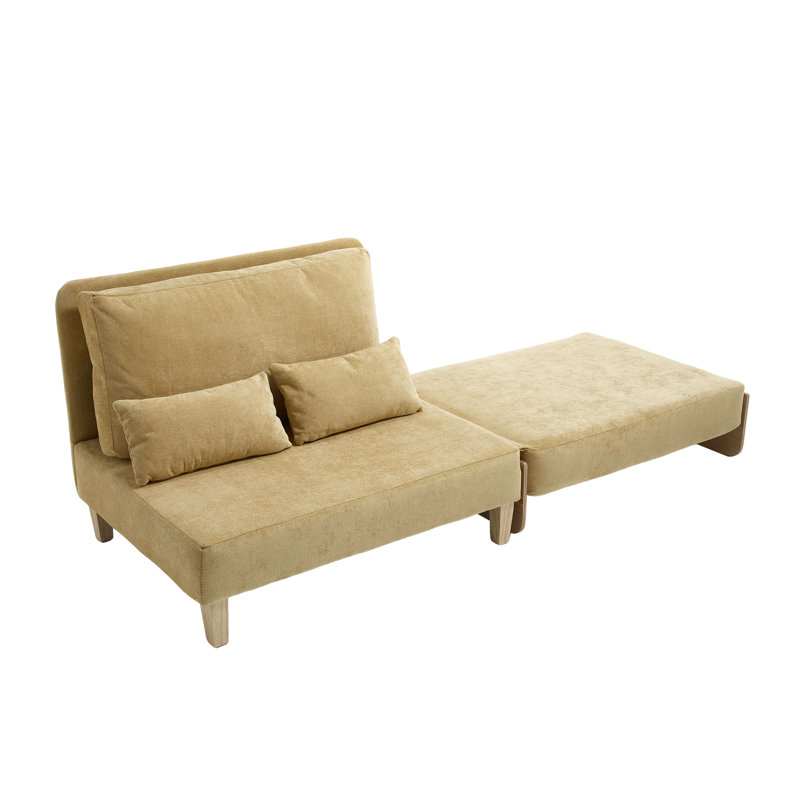Fauteuil inclinable pliable pour canapé-lit, Jaune moutarde