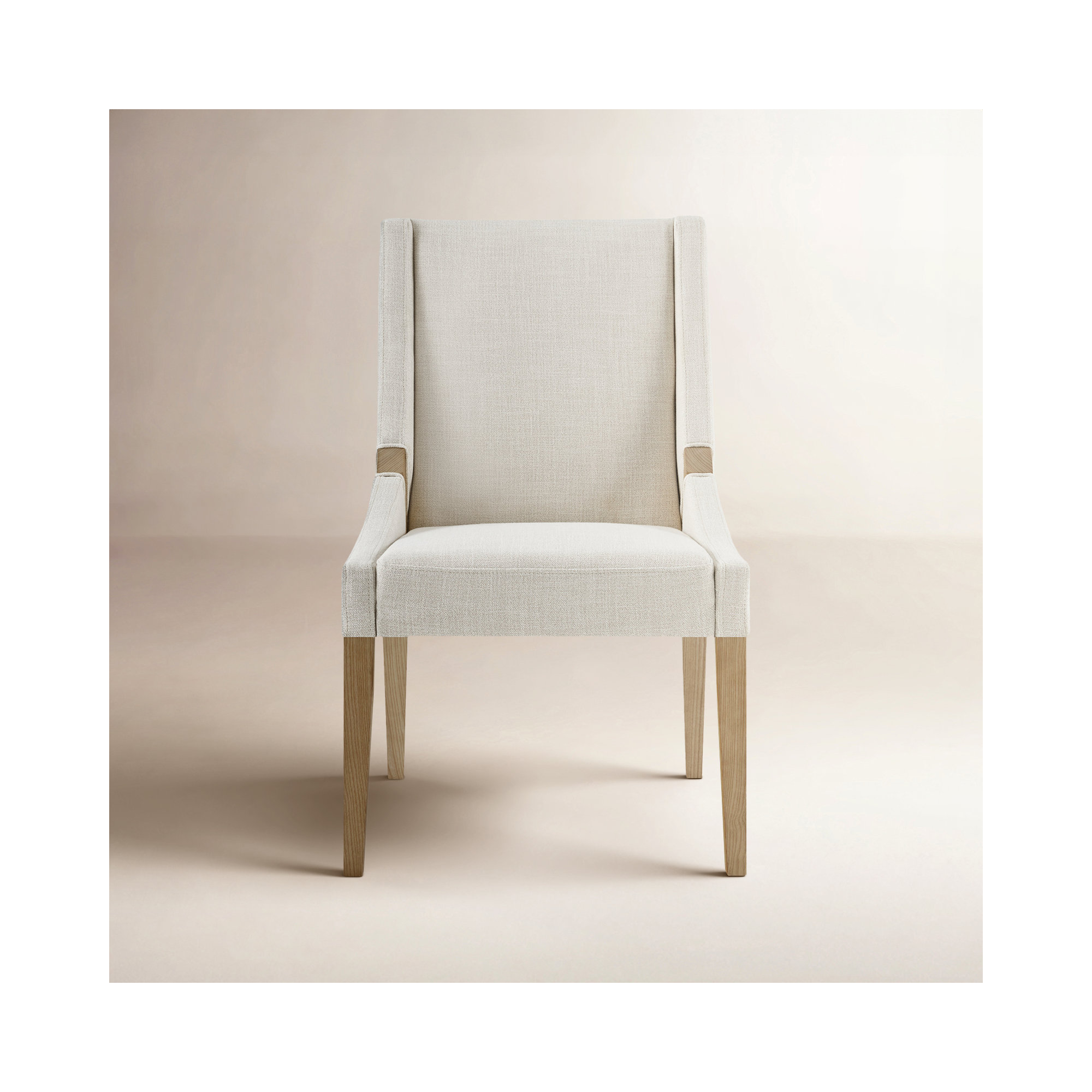 Annie Upholstered Dining Chair, Effie Linen Performance Linen, Natural Wood