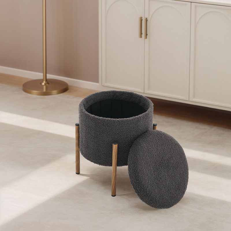 Modern Round Storage Stools With Base, Grey