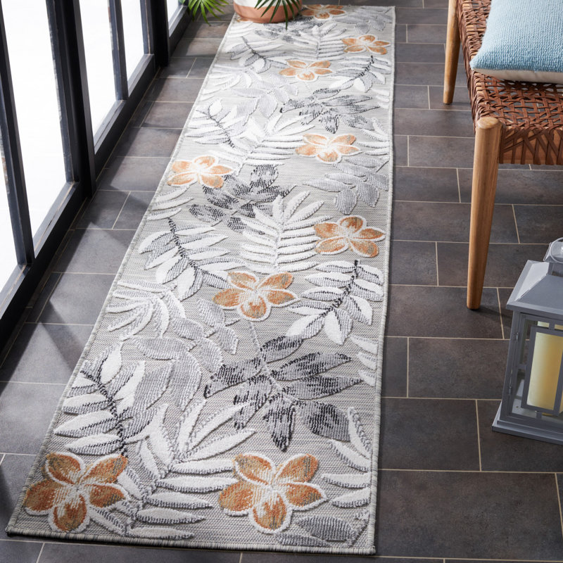 Tapis d'intérieur / extérieur à motif floral Souders Performance, Tapis de couloir 2 pi x 9 pi