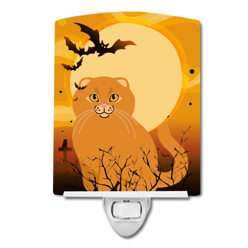Lampe de nuit en céramique avec pliure écossaise Halloween