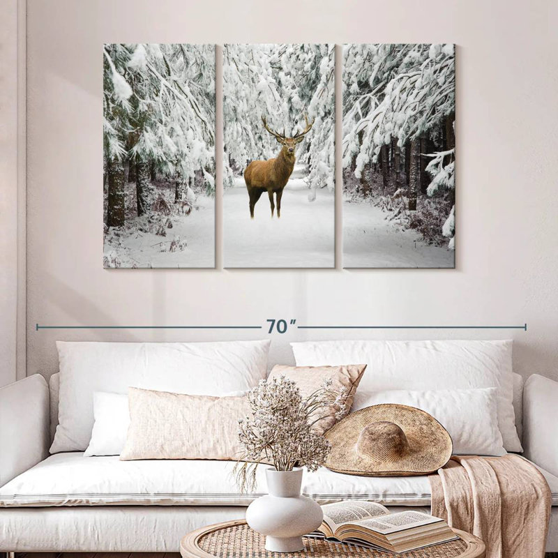 Winter Red Stag, 32" H x 50" W