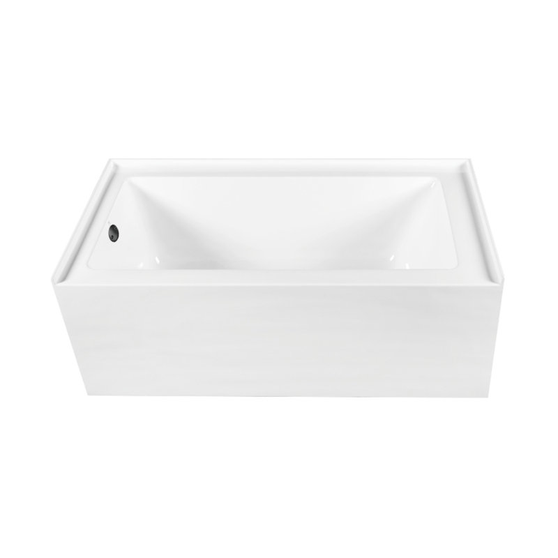 Kingston Brass Aqua Eden 60-Inch Acrylic Rectangular 3-Wall Alcove Tub, Hand Drain, Left, Matte Black