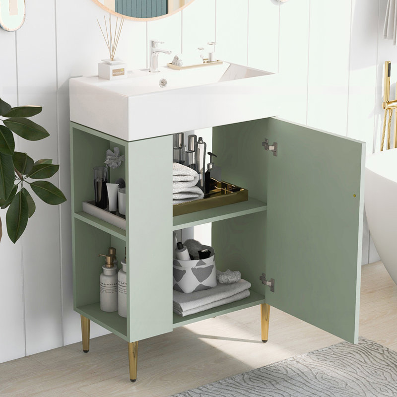 Meuble-lavabo de salle de bain avec rangement à gauche