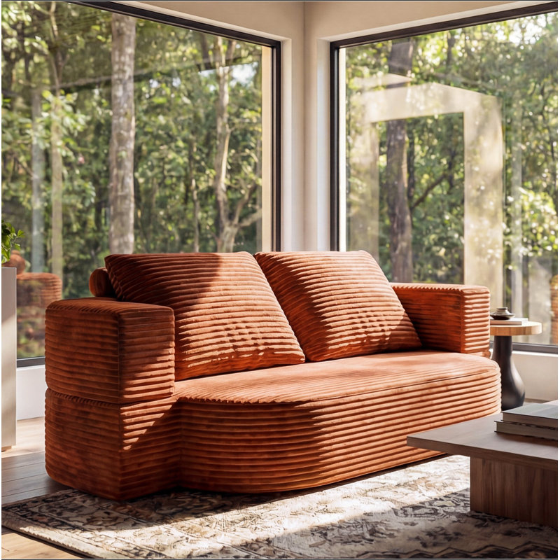 78.7" Full Size Floor Sofa, Folding Queen Sleeper Couch, Futon Loveseat Sofa, Plush Corduroy Foam-Filled Sleeper Couch Bed, Fold Mattress Bed For Living Room, Guest Use, Office, Apartment