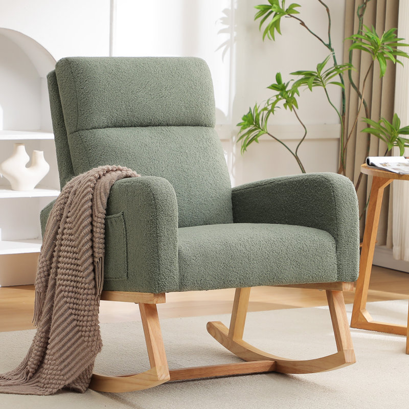 Fauteuil à bascule en bois massif, Vert