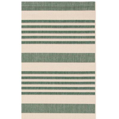 Tapis rayé beige / vert intérieur / extérieur Aiken