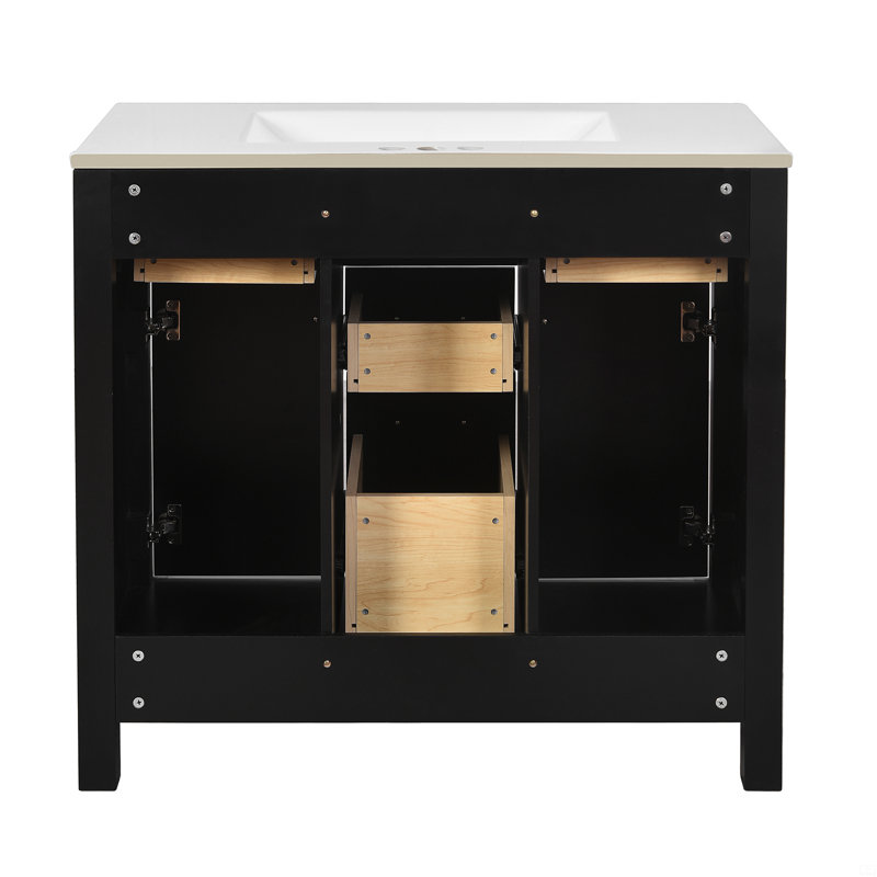 Ensemble de meuble-lavabo simple 36 po avec 4 tiroirs et 2 armoires 36 po Bathroon, Noir