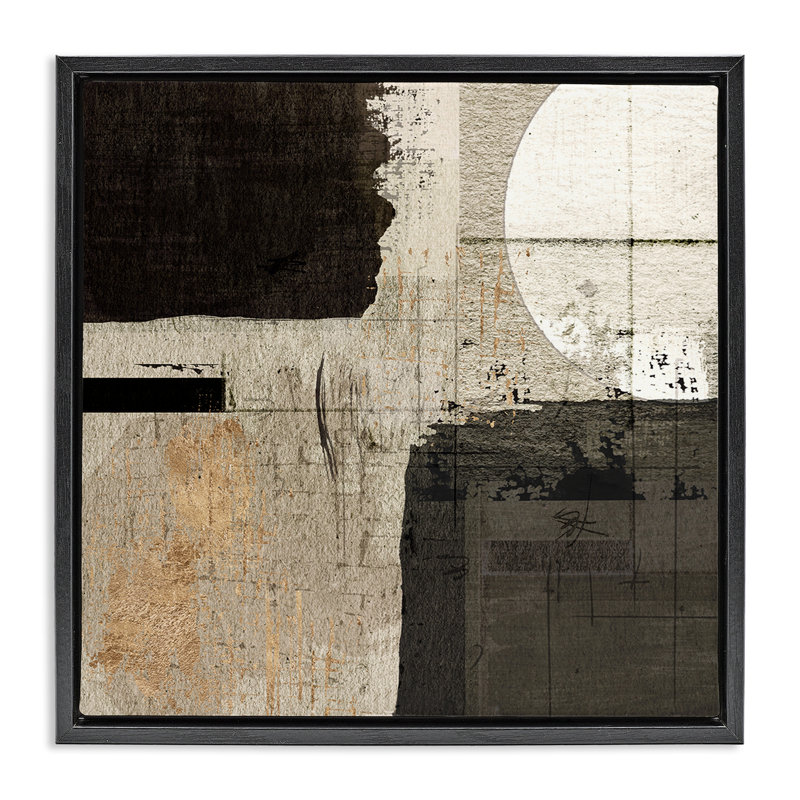 Rustic Neutral Shapes, Jet Black Floater Frame, 18" H x 18" W