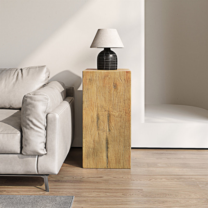 Indoor Outdoor Side Table, Natural, 33.77" H x 14.52" W x 14.52" D