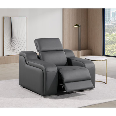 Fauteuil inclinable électrique en cuir fleur italien Divanitalia