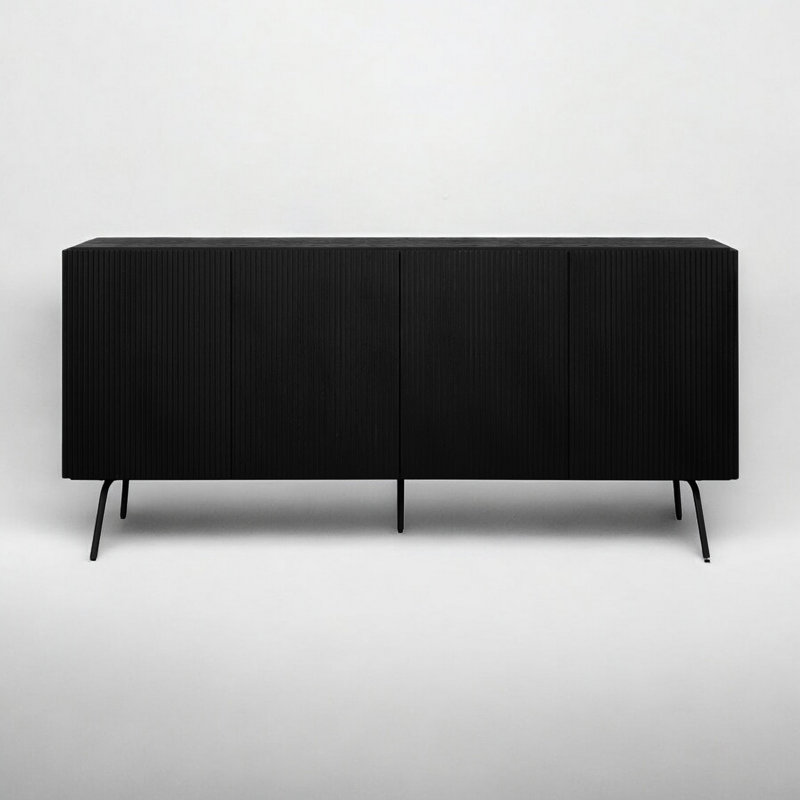 Buffet Cabinet with Vertical Groove Design and Metal Legs, Storage Cabinet for Dining Room, Living Room, and Hallway, Effortless Assembly