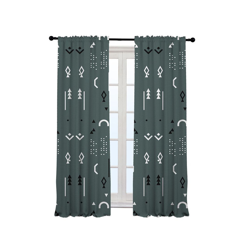 Arawn Semi Sheer Curtain Single Panel, 140cm Width x 225cm Drop, Dark Mint