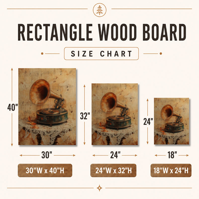 Gramophone Melody II des années 1930 - Décoration murale rétro en bois, H 24 po x l 18 po, Rectangulaire