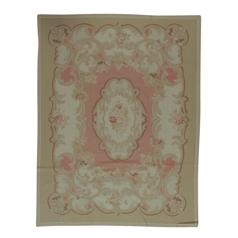 Hand-Knotted High-Quality Beige and Peach Area Rug