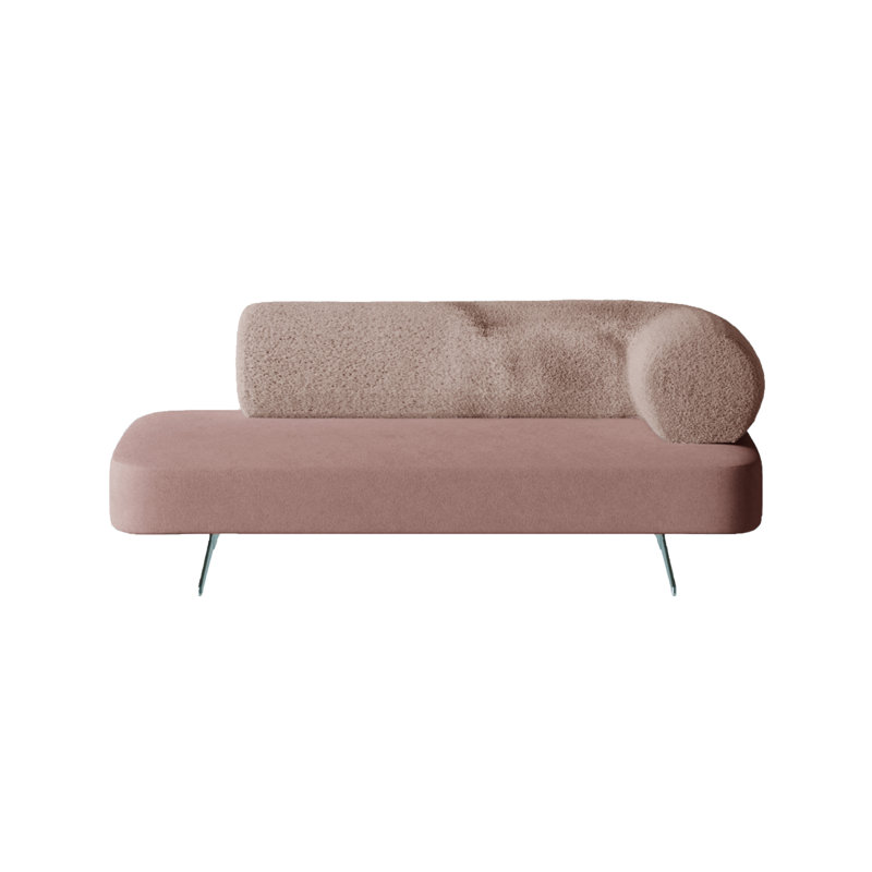 Carmel 2 Seater Velvet Sofa, Pink, 67cm H x 200cm W x 80cm D