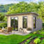 Powersheds 14 x 12ft Apex Log Cabin, Doors to the Left - 44mm