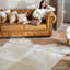 Tapis en cuir de vache champagne - Tapis en cuir véritable-17796349