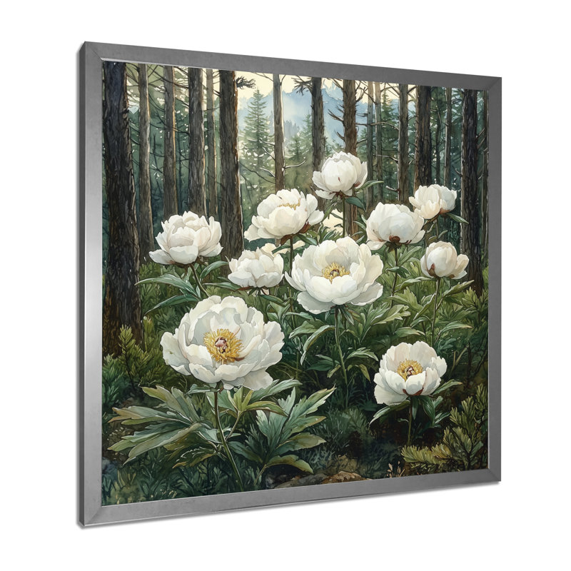 Gerta pivoines dans la forêt alpine IV - pivoines, art mural, Reproduction encadrée d'une seule photo, Argent argent