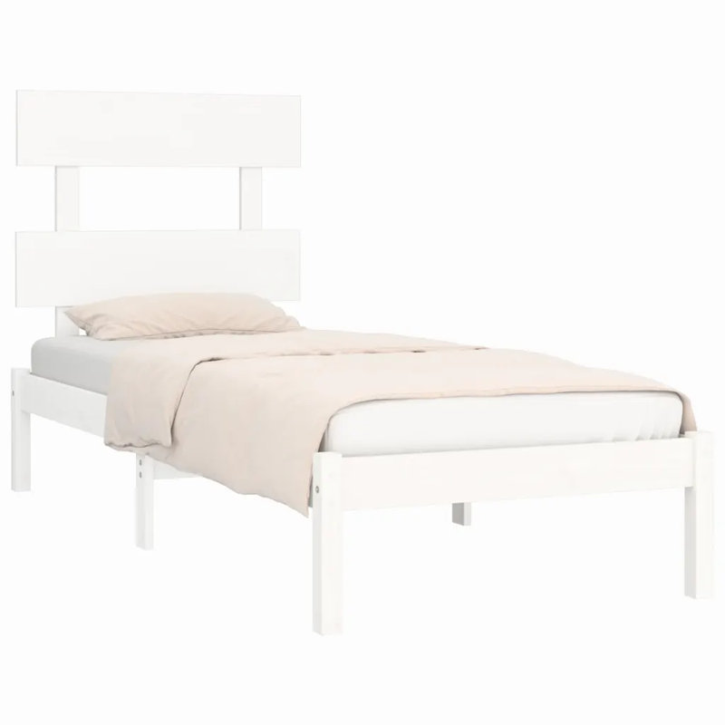 Bed Frame Solid Wood, white, European Single (90 x 200 cm)