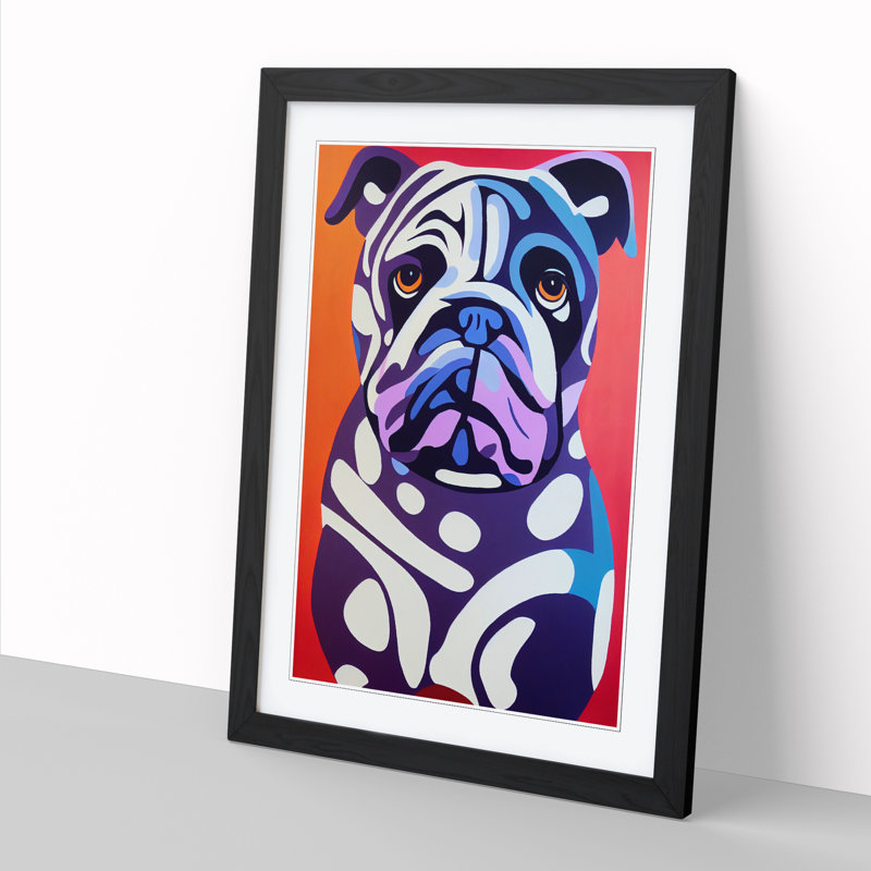 British Bulldog Abstract Vol.2 - Framed Print, 64cm H x 46cm W, Oak Framed