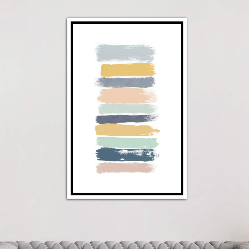 « pastel rayures »-« painting prints », reproduction d’art, H 26 po x l 18 po x 1,5 po, Toile blanche encadrée