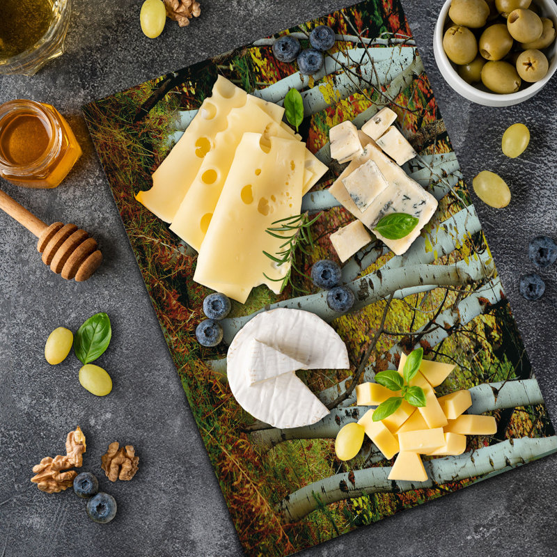 Ambesonne Fall Cutting Board Large Size White Birch Trees Serenity Multicolor