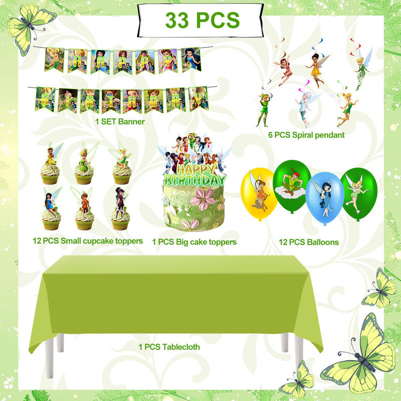 Tinker Bell Party Decorations Tinker Bell Party Balloons Banners Cake Toppers