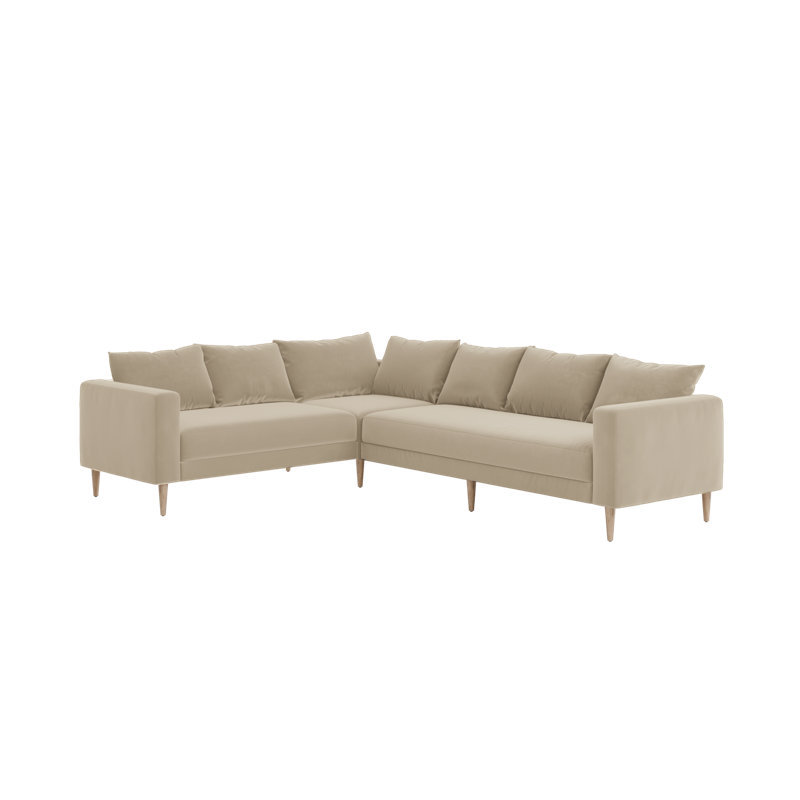 Essential 6-Seat Corner Sectional, Natural, Cashew Recycled Velvet