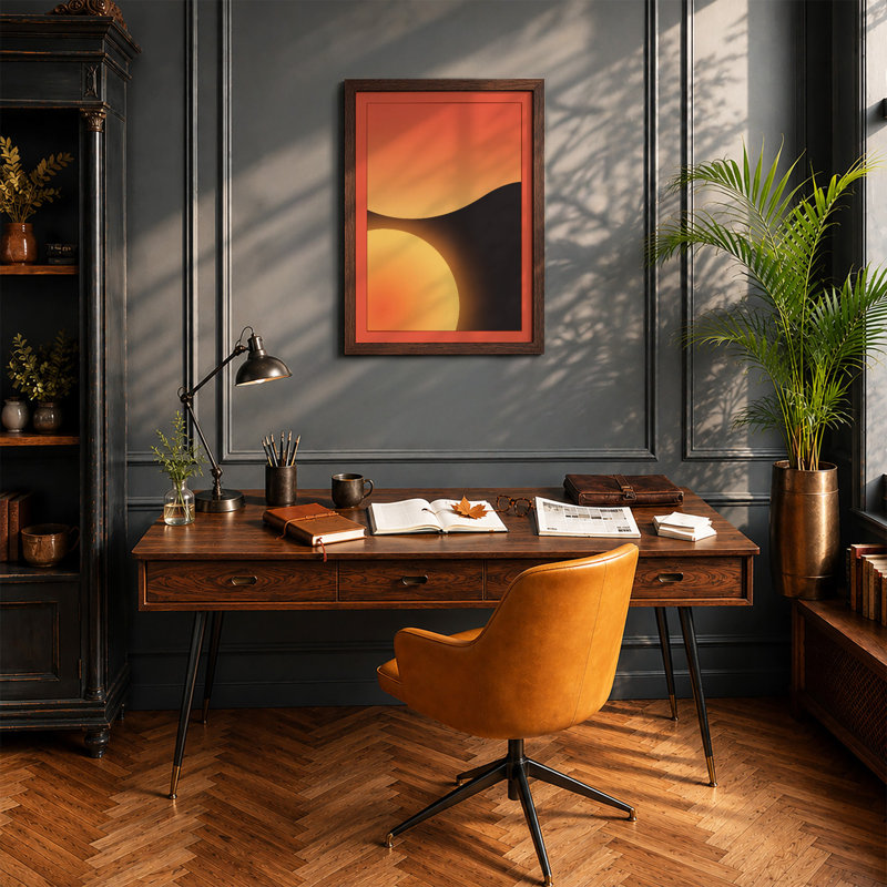 Glowing Sphere Minimalist - Print, Walnut, A3 - 42.0 x 29.7 cm
