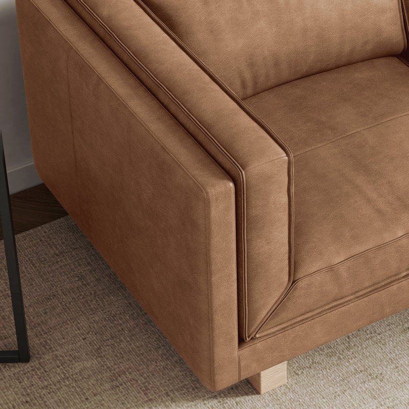 Alaina Top Grain Leather Wide Seat Sofa