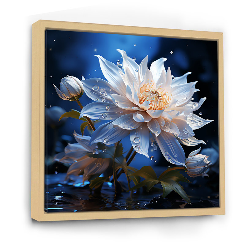 Harmonie de bleuet cristal sur toile, H 16 po x l 16 po x P 1 po, Cadre naturel flottant