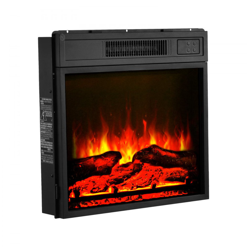 Electric Fireplace Insert, 18 inch Recessed and Wall Mounted with Adjustable 3 Flame Brightness Levels & 24h Timer & Remote Control, Indoor Heater w/ Overheat Protection, 5000BTU Black
