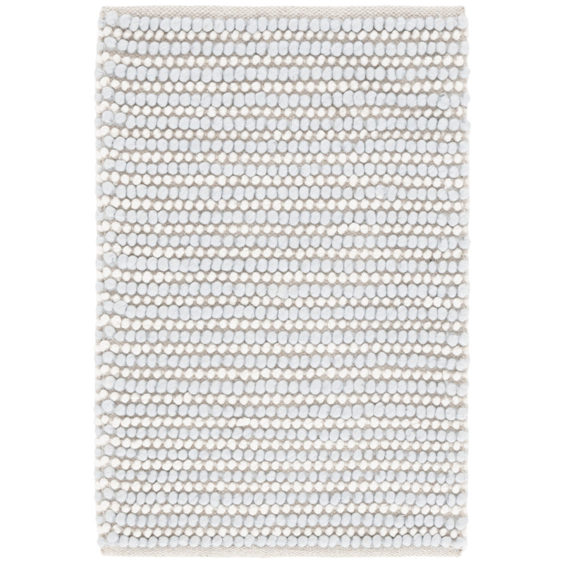 Natura 287 Flatweave Wool/Cotton No Pattern Rug in Light Blue/Ivory, Rectangle 5' x 8'