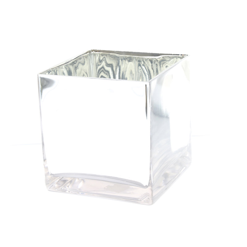 Macie Handmade Glass Table Vase, 5" H x 5" W x 5" D, Silver